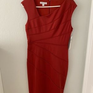 London Times orange-red structured dress